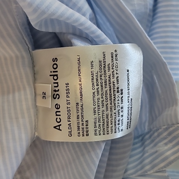 ACNE STUDIO'S 100% Cotton Striped Button down layered Blouse Shirt - Picture 11 of 11